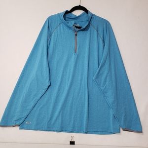 Training fit Athletic Pullover Shirt Teal Long Sleeve 2XL 8% Spandex Shi…